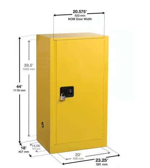 Justrite 8915201-57 Litre Kompakt Kendiliğinden Kapanan Güvenlik Dolabı