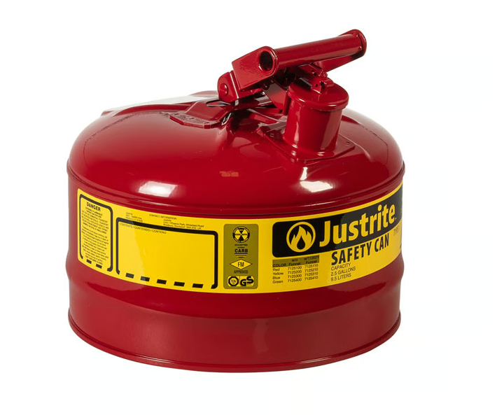 Justrite 7125100Z 9,5 Litre Kırmızı Çelik Emniyetli Kap