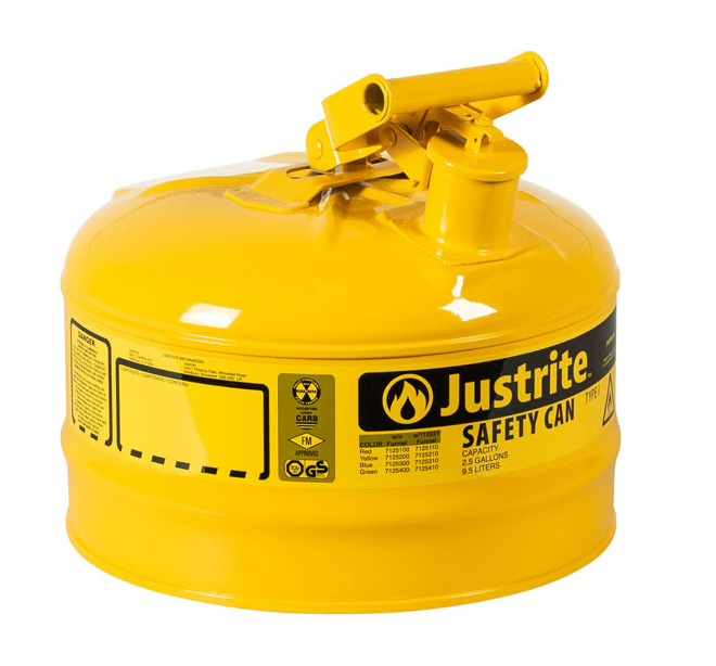 Justrite 7125200Z 9,5 Litre Sarı Çelik Emniyetli Kap