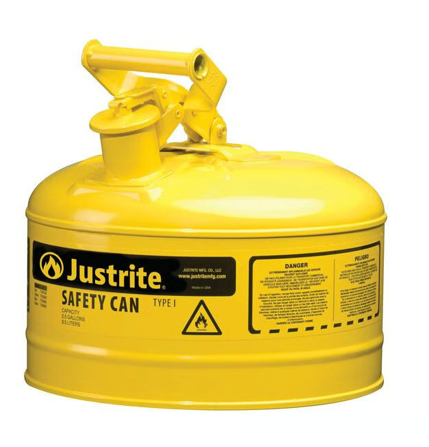 Justrite 7125200Z 9,5 Litre Sarı Çelik Emniyetli Kap