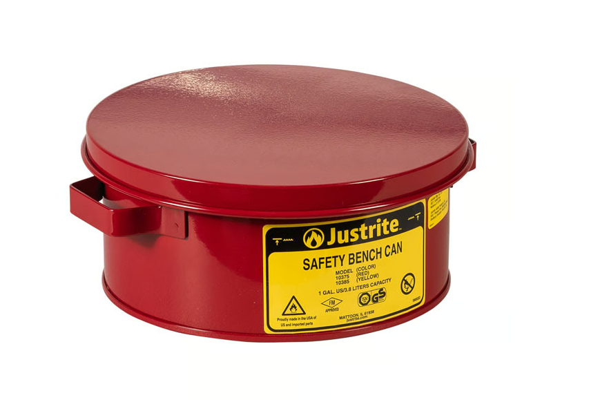 Justrite 10375 4 Litre Çelik Tezgah Teneke Kutu, Delikli Dasher Plakalı