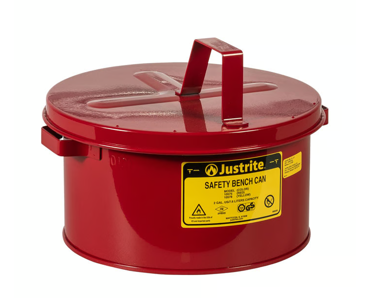 Justrite 10575 8 Litre Çelik Tezgah Teneke Kutu, Delikli Dasher Plakalı